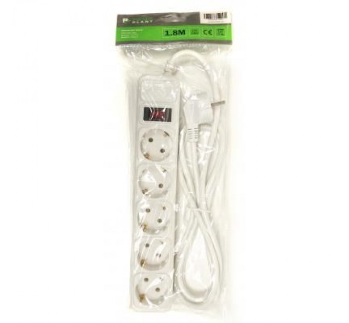 PowerPlant Мережевий фільтр живлення PowerPlant 1.8 м, 5 розетoк, евростандарт (JY-1056/1.8) (PPSA10M18S5)