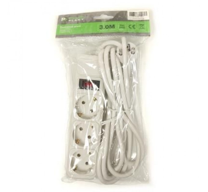 PowerPlant Мережевий фільтр живлення PowerPlant 3 м, 3 розетки, евростандарт (JY-1054/3) (PPSA10M30S3)