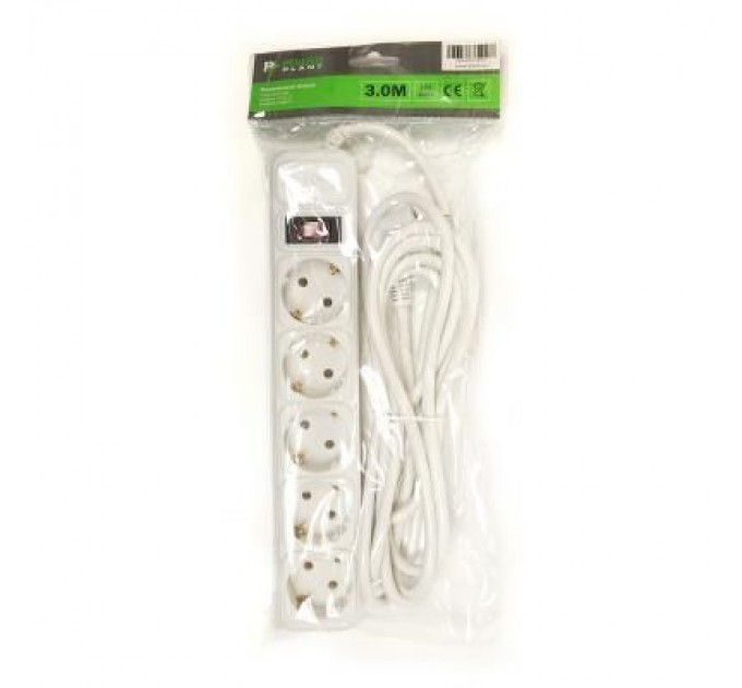 PowerPlant Мережевий фільтр живлення PowerPlant 3 м, 5 розеток, евростандарт (JY-1056/3) (PPSA10M30S5)