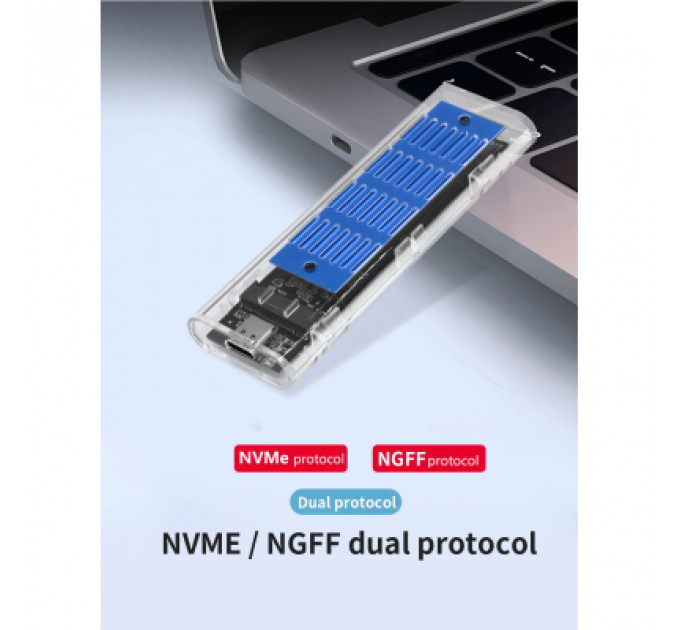 Кишеня зовнішня Dynamode M.2 SSD NVMe/SATA combo ч-з USB3.2 GEN2 Type-C (DM-CAD-SSD09)