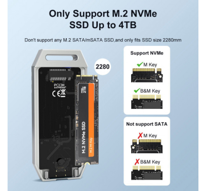 Кишеня зовнішня Maiwo M.2 SSD NVMe 2280 ч-з USB4.0 Type-C 40Gbps (K1695)