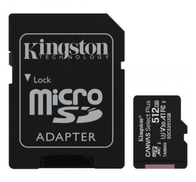 Kingston Карта пам'яті Kingston 512GB microSD class 10 A1 Canvas Select Plus (SDCS2/512GB)