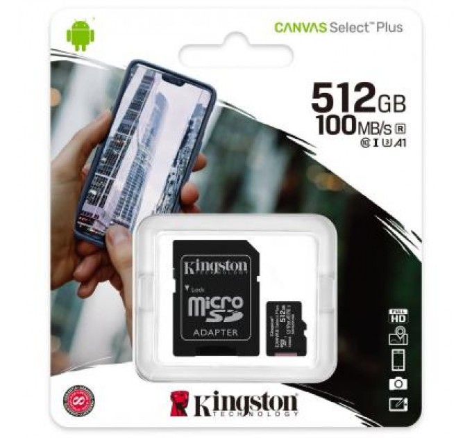 Kingston Карта пам'яті Kingston 512GB microSD class 10 A1 Canvas Select Plus (SDCS2/512GB)