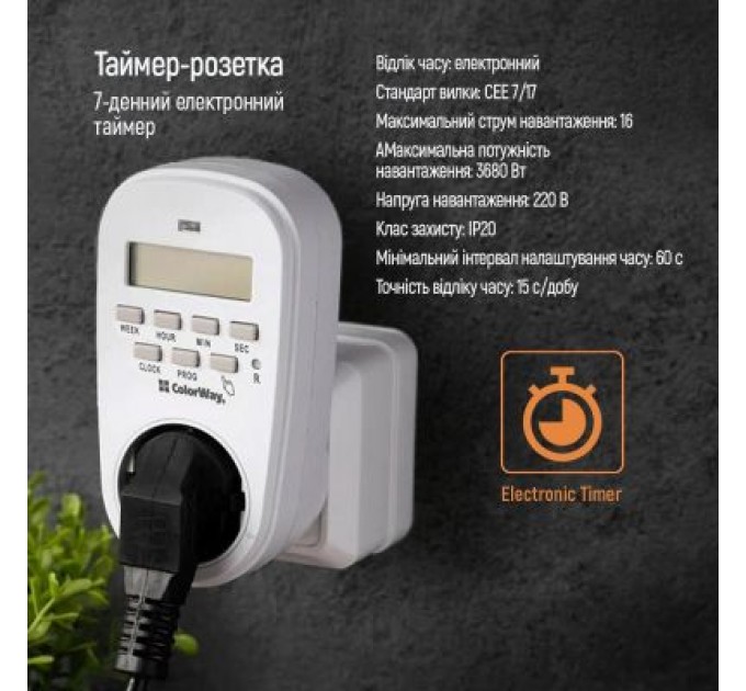 Розумна розетка ColorWay CW-STE01-7D
