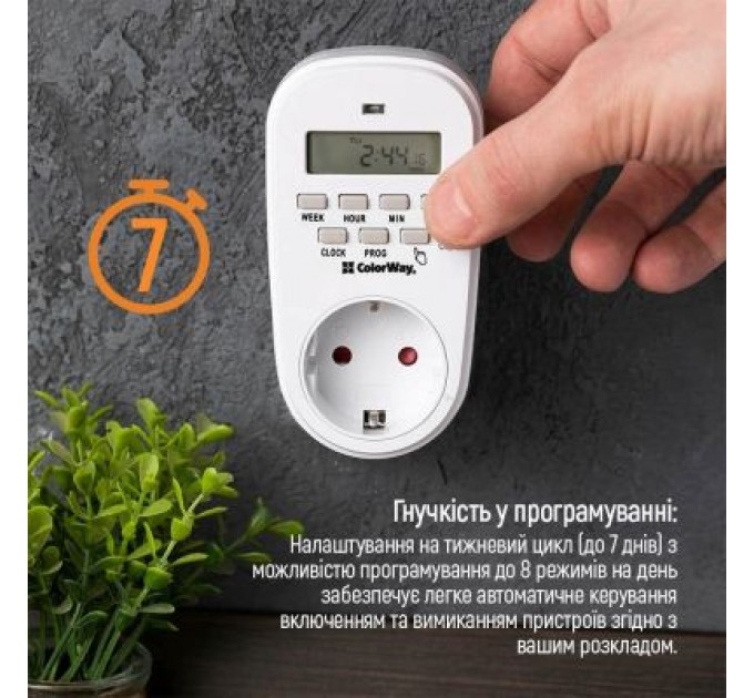 Розумна розетка ColorWay CW-STE01-7D