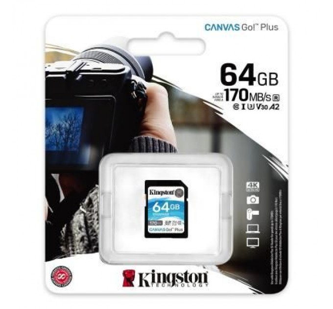 Карта пам'яті Kingston 64GB SDXC class 10 UHS-I U3 Canvas Go Plus (SDG3/64GB)