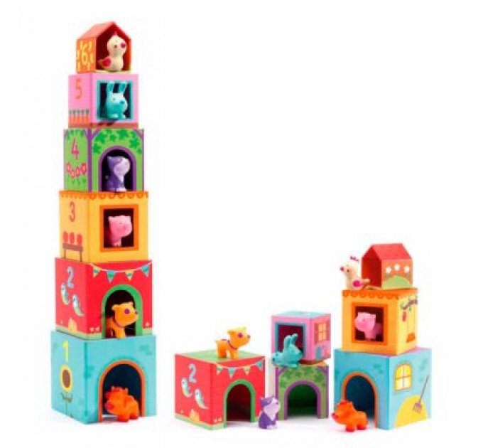 Djeco Набір для творчості Djeco Топанимо ферма 6 кубиков +6 животных (DJ09108)