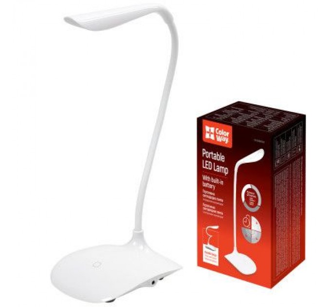 ColorWay Настільна лампа ColorWay LED Portable & Flexible with built-in accumulator 500mAh (CW-DL06FPB-W)