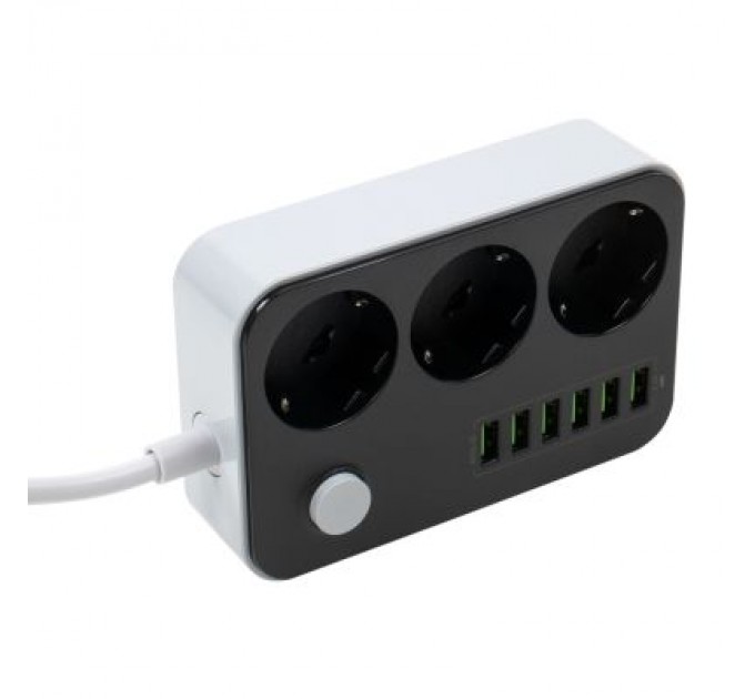 ColorWay Мережевий фільтр живлення ColorWay CW-CHЕ36B, 3 розетки/6USB Black 1.8M (CW-CHE36B)