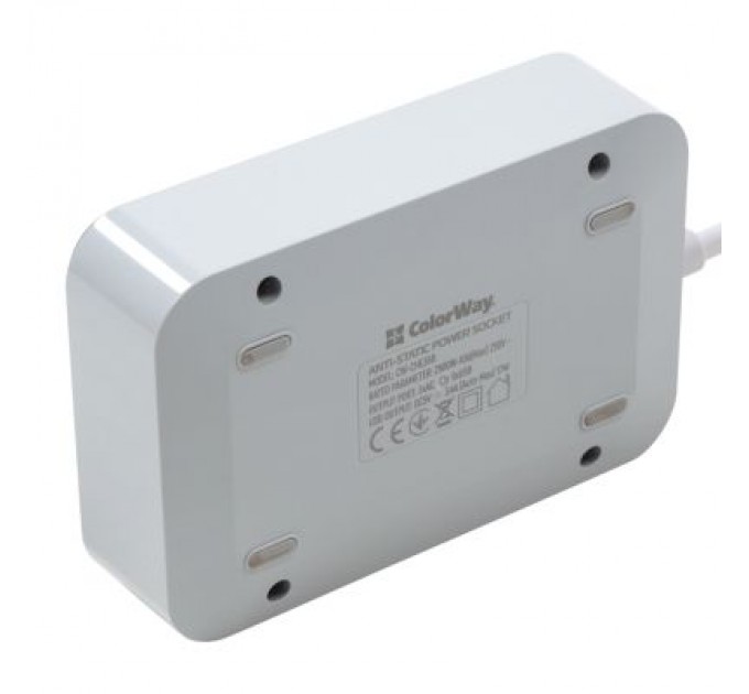 ColorWay Мережевий фільтр живлення ColorWay CW-CHЕ36B, 3 розетки/6USB Black 1.8M (CW-CHE36B)