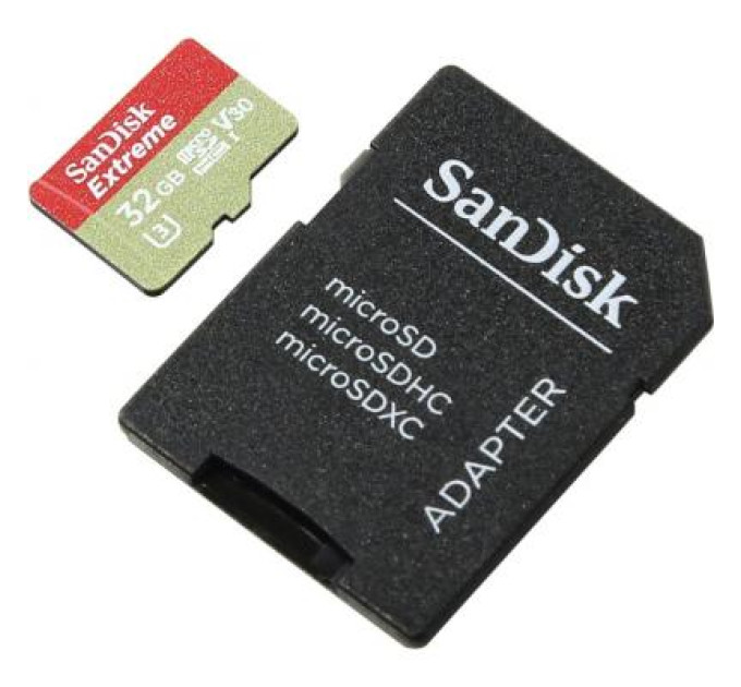 SanDisk Карта пам'яті SanDisk 32GB microSD class 10 V30 A1 UHS-I U3 Extreme Action (SDSQXAF-032G-GN6AA)