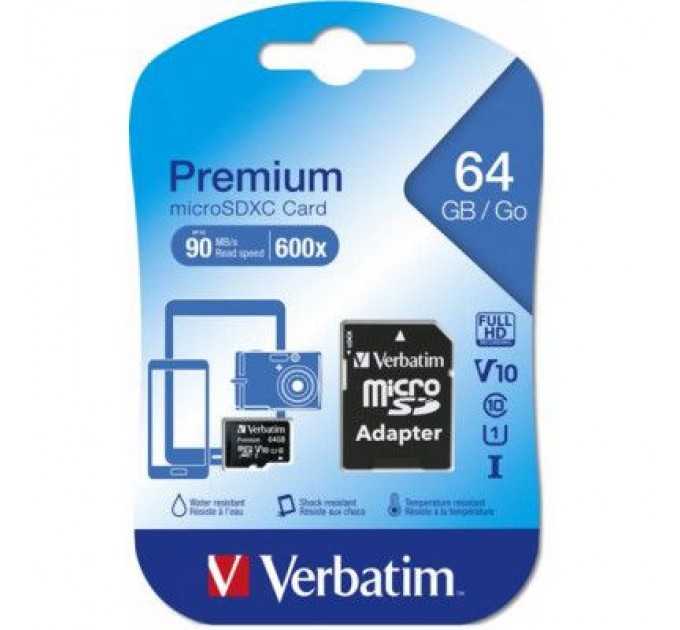 Verbatim Карта пам'яті Verbatim 64GB microSDHC Class 10 (44084)