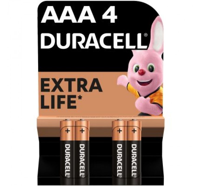 Duracell Батарейка Duracell AAA лужні 4 шт. в упаковці (5000394052543 / 81545421)