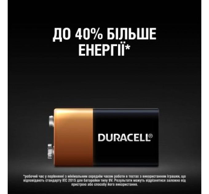 Батарейка Duracell 9V лужна 1шт. в упаковці (5000394066267 / 81483681)