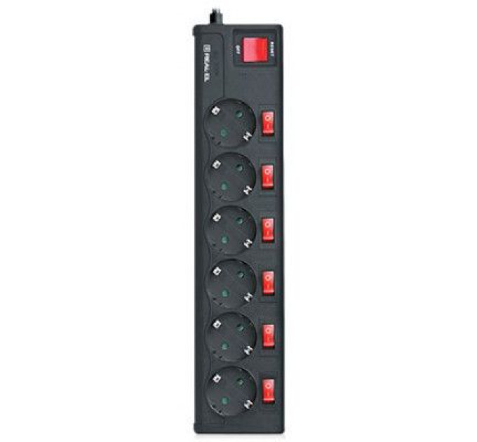 REAL-EL Мережевий фільтр живлення REAL-EL RS-6 EXTRA 1.8m, black (EL122300001)