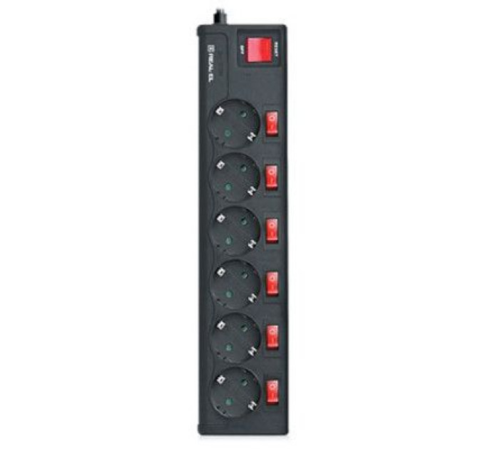 REAL-EL Мережевий фільтр живлення REAL-EL RS-6 EXTRA 5m, black (EL122300003)