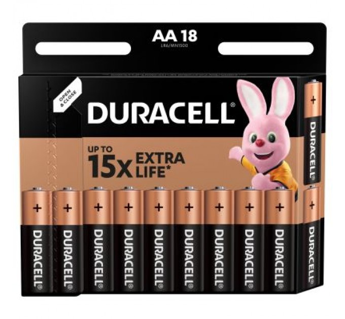 Duracell Батарейка Duracell AA лужні 18 шт. в упаковці (5000394107519 / 5006192)