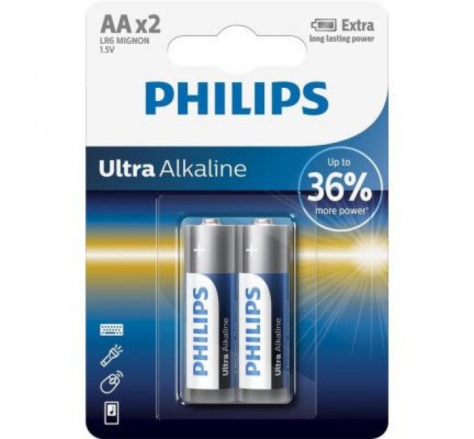 Philips Батарейка Philips LR06 Ultra Alkaline * 2 (LR6E2B/10)