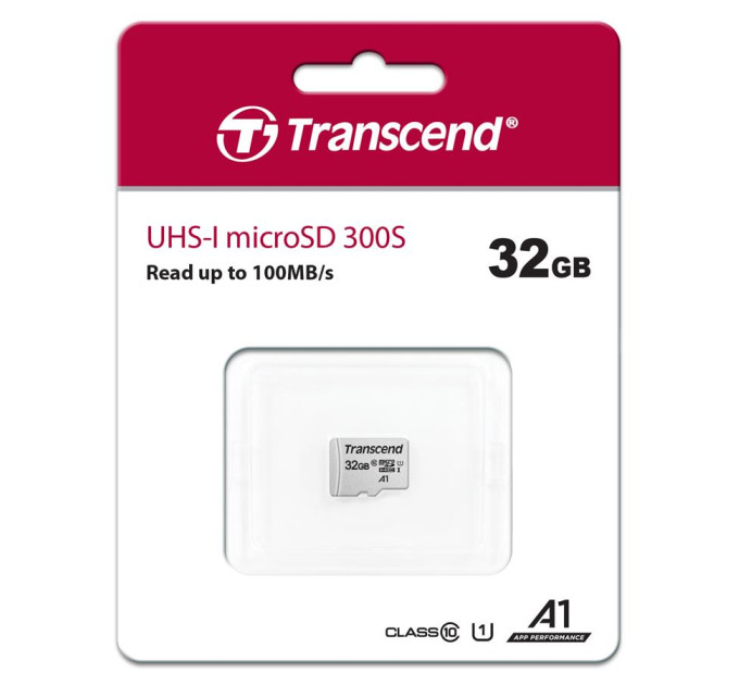 Transcend Карта пам'яті Transcend 32GB microSDHC class 10 UHS-I U1 (TS32GUSD300S)