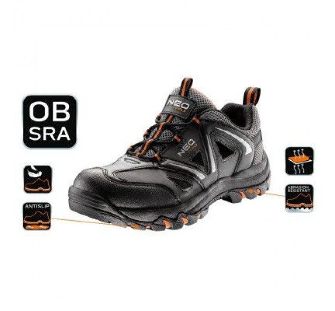 Черевики робочі Neo Tools кросівки дихаючі, підошва EVA, клас захисту OB, SRA, р.47 (82-728)