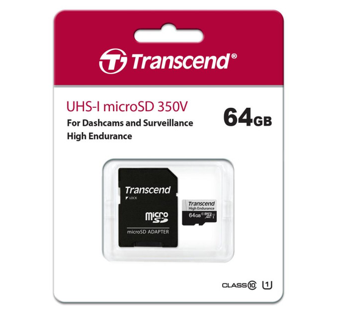 Transcend Карта пам'яті Transcend 64GB microSDXC class 10 UHS-I U1 High Endurance (TS64GUSD350V)
