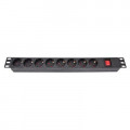Силовий блок Eserver 19" 8 розеток, выкл., алюм. корпус PDU 220В, 16А (WT-2261A-GER-8WAY-WO)