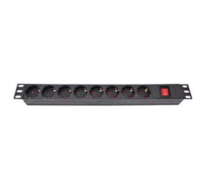 Силовий блок Eserver 19" 8 розеток, выкл., алюм. корпус PDU 220В, 16А (WT-2261A-GER-8WAY-WO)