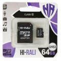 Hi-Rali Карта пам'яті Hi-Rali 64GB microSD class10 UHS-I U3 (HI-64GBSDU3CL10-01)