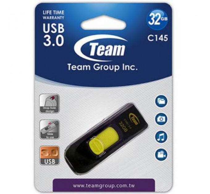 USB флеш накопичувач Team 32GB C145 Yellow USB 3.0 (TC145332GY01)