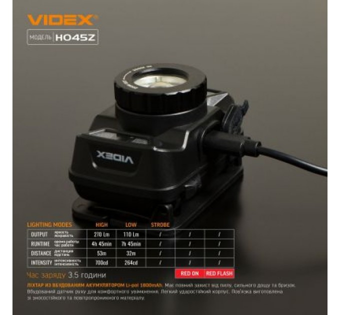 Videx Ліхтар Videx 270Lm 5000K (VLF-H045Z)