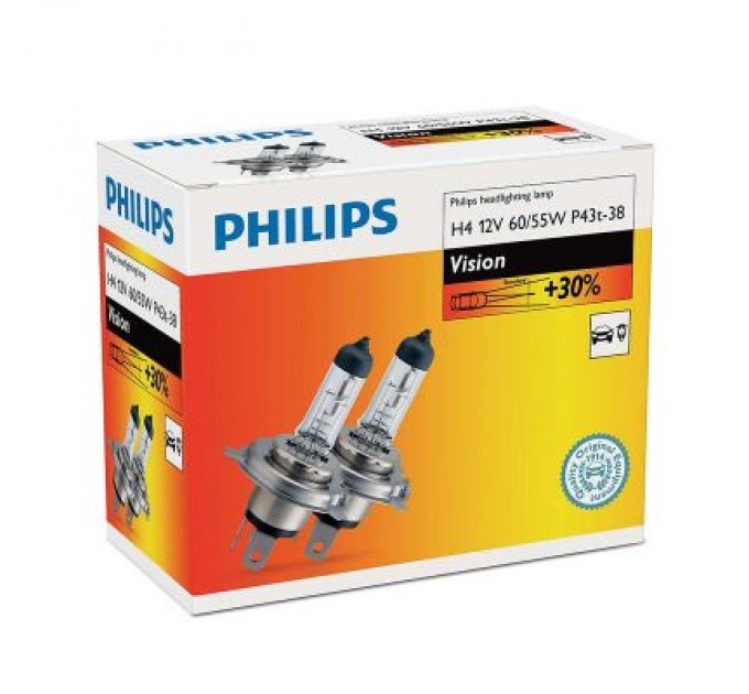 Philips Автолампа Philips H4 Vision, 3200K, 2шт (12342PRC2)