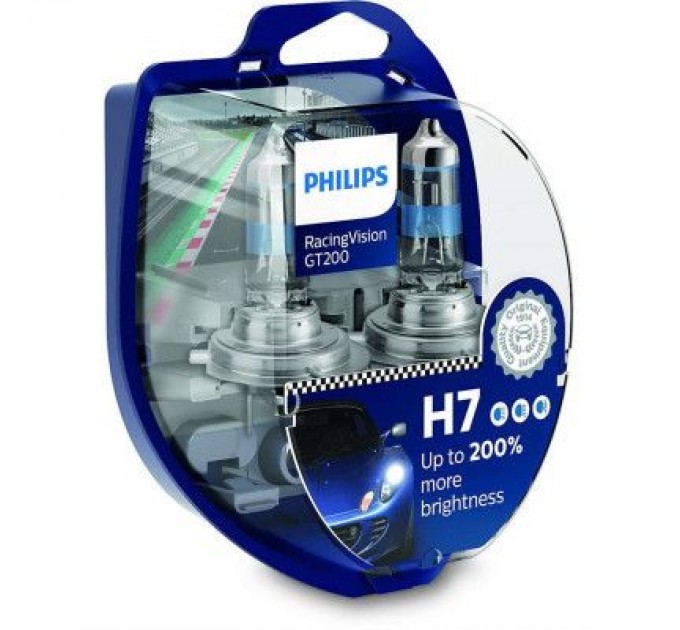 Автолампа Philips H7 RACING VISION +200%, 2 шт блістер (12972RGTS2)