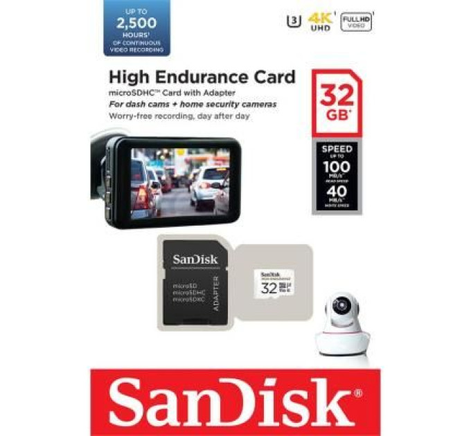 SanDisk Карта пам'яті SanDisk 32GB microSDHC class 10 UHS-I U3 V30 High Endurance (SDSQQNR-032G-GN6IA)
