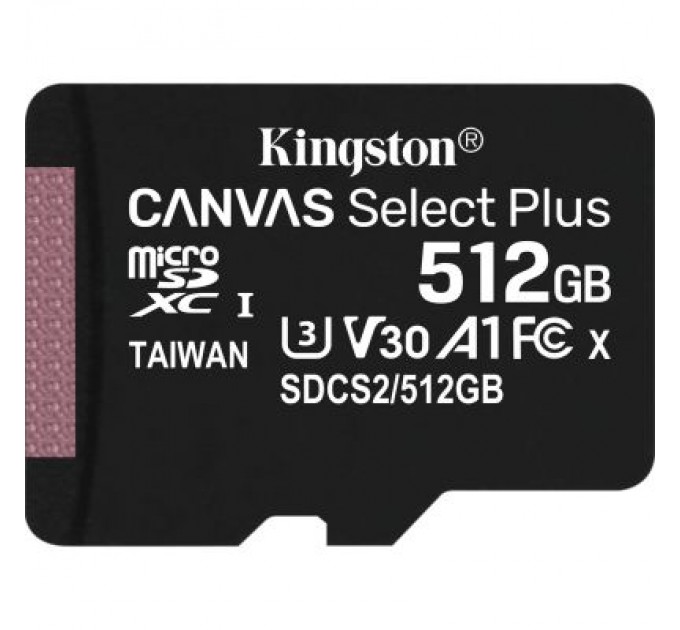 Kingston Карта пам'яті Kingston 512GB microSDXC class 10 UHS-I U3 V30 A1 Canvas Select Plus (SDCS2/512GBSP)