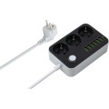 ColorWay Мережевий фільтр живлення ColorWay CW-CHЕ36B, 3 розетки/6USB Black 1.8M (CW-CHE36B)