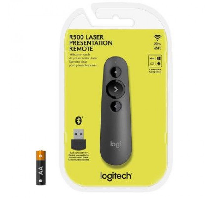 Logitech Презентер Logitech R500s Laser Pointer Presentation Remote Graphite (910-005843)
