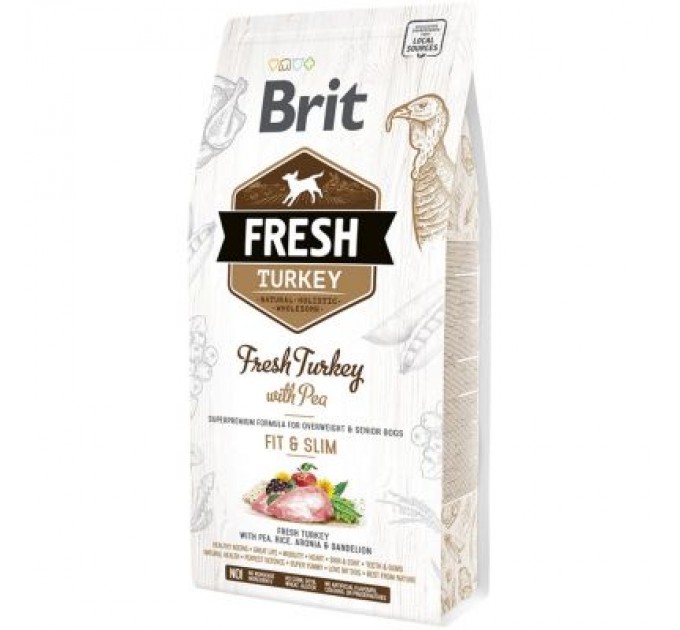 Сухий корм для собак Brit Fresh Turkey/Pea Light Fit and Slim Adult 2.5 кг (8595602530809)