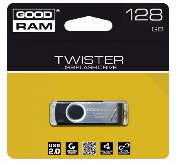 USB флеш накопичувач Goodram 128GB UTS2 Twister Black USB 2.0 (UTS2-1280K0R11)