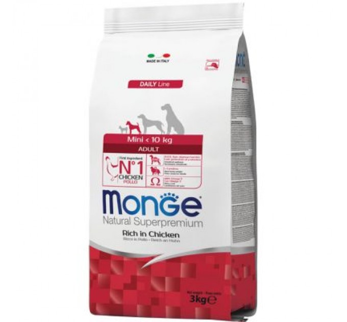Monge Сухий корм для собак Monge Dog Mini Adult зі смаком курки та рису 3 кг (8009470004114)