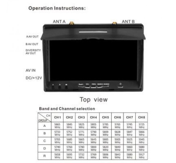 Foxeer Монітор FPV Foxeer LCD5802D DVR 5.8GHz 40CH (MR1705/HP039-0014)