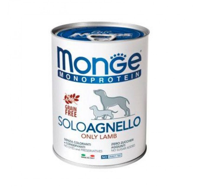 Monge Консерви для собак Monge Dog Solo 100% ягня 400 г (8009470014236)