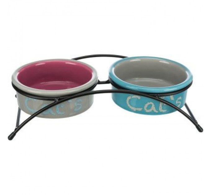 Посуд для котів Trixie Eat on Feet підставка з мисками 300 мл/12 см (яскраві) (4047974247914)