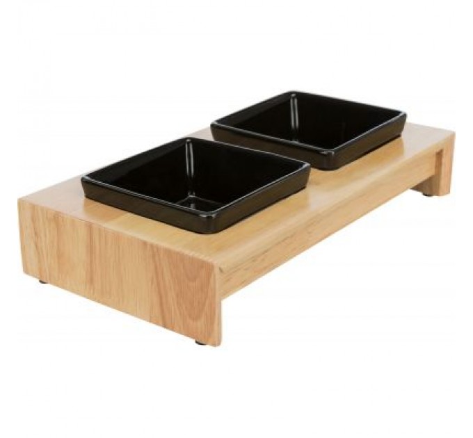 Посуд для собак Trixie дерев'яна підставка з мисками 200 мл (28*5*15 см) (4011905248202)