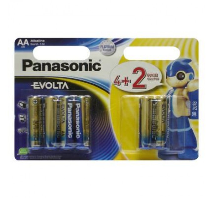 Panasonic Батарейка Panasonic AA LR6 Evolta * 6(4+2) (LR6EGE/6B2F)