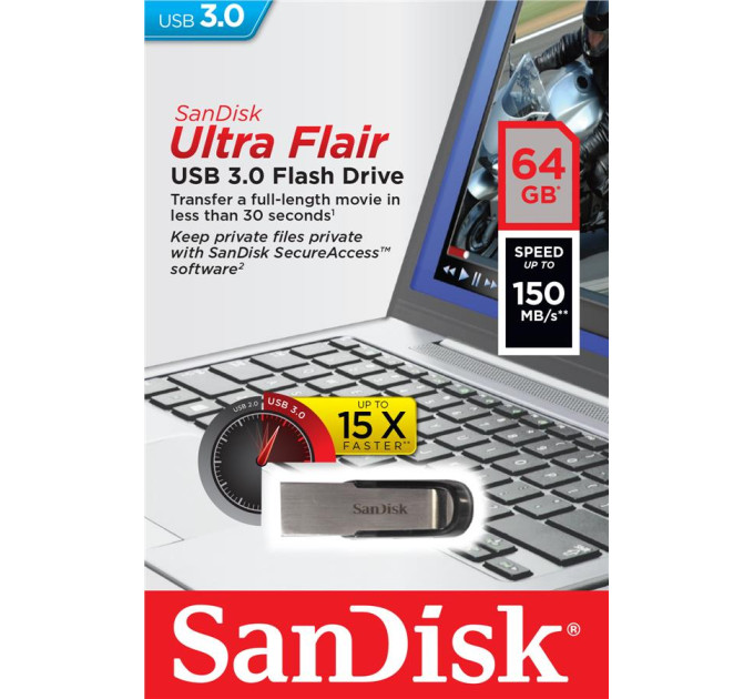 SanDisk USB флеш накопичувач SanDisk 64GB Flair USB 3.0 (SDCZ73-064G-G46)