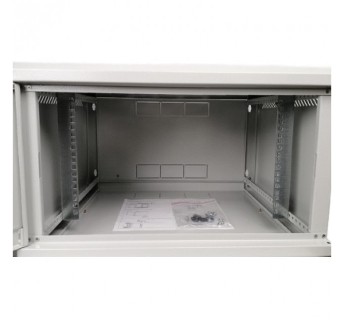Шафа настінна Eserver 6U, 600х350х370 (Ш*Г*В), скло, сірий (ES-Е635G)