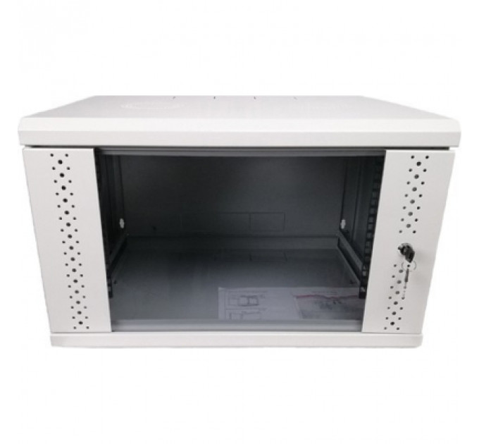 Шафа настінна Eserver 6U, 600х350х370 (Ш*Г*В), скло, сірий (ES-Е635G)