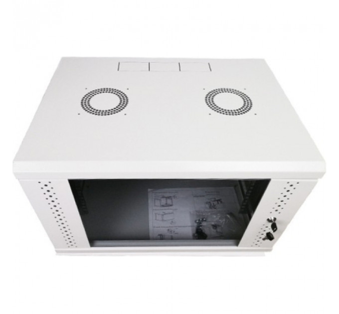 Шафа настінна Eserver 6U, 600х350х370 (Ш*Г*В), скло, сірий (ES-Е635G)