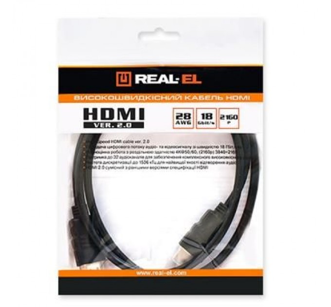 REAL-EL Кабель мультимедійний HDMI to HDMI 4.0m black REAL-EL (EL123500019)