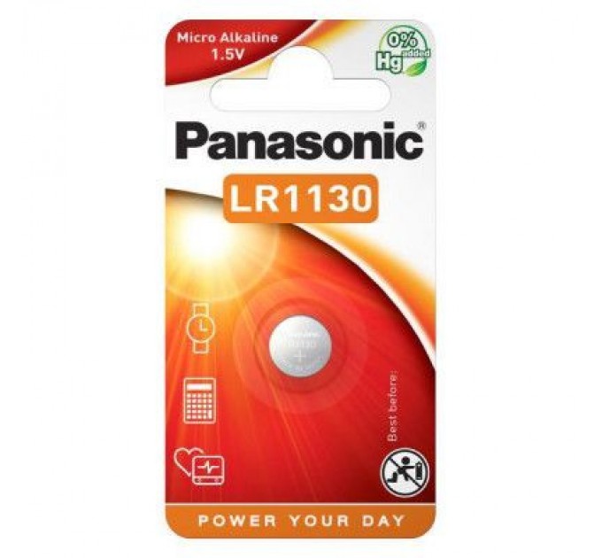 Panasonic Батарейка LR-1130 (389, V10GA, AG10, RW49, G10, GP89A, LR54) Panasonic (LR-1130EL/1B)